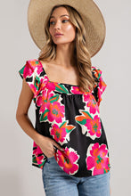 Load image into Gallery viewer, Flirty Floral Square Neck Top