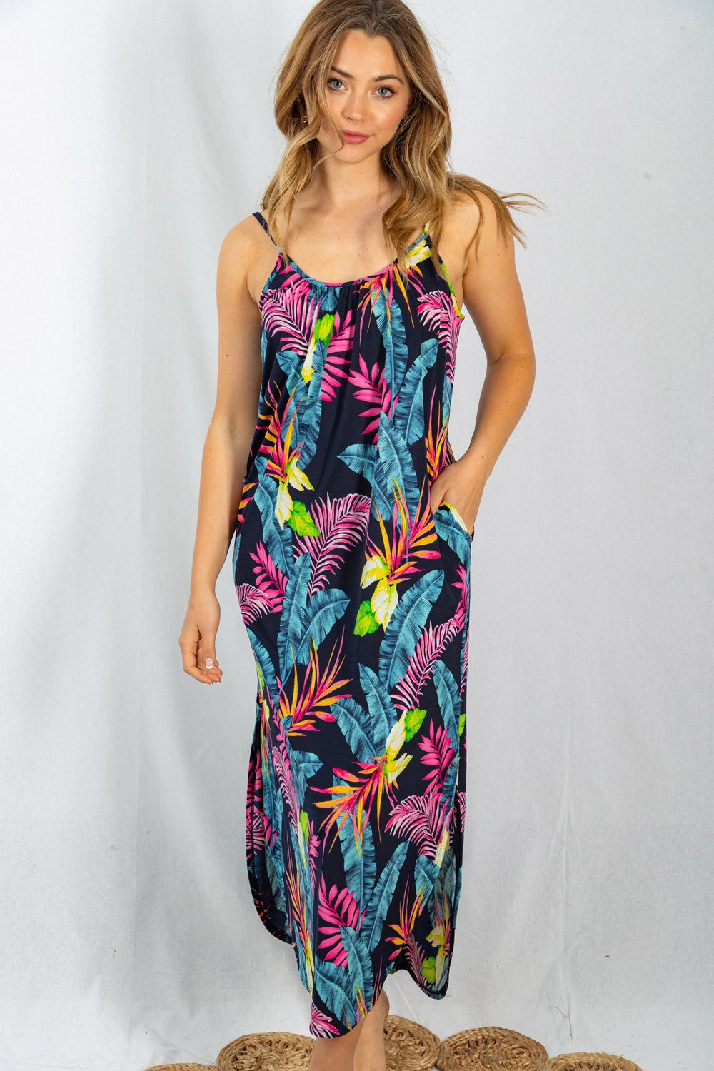 Tropical Print Getaway Maxi Dress