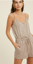 Load image into Gallery viewer, Mocha French Terry Buttoned Romper