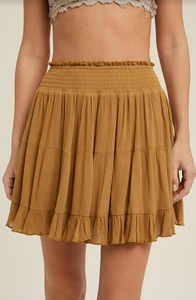 Golden Girl Skirt with Smocked Waistbandd