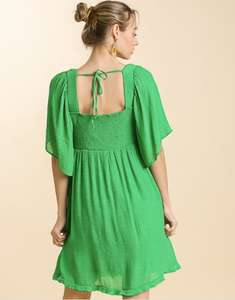 Spring Green Smocked Bodice Dress