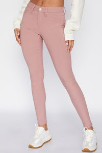 Pink Hyperstretch Skinny Ankle Jeggings