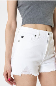 White KanCan Relax Fit Distressed Shorts