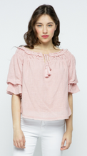 Load image into Gallery viewer, Off Shoulder Tiered Bell Sleeve Top