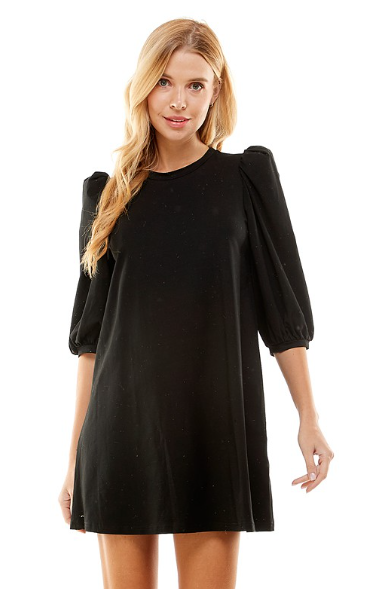 Always And Forever Black Puff Sleeve Dress