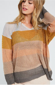 Harvest Stripe V-Neck Sweater